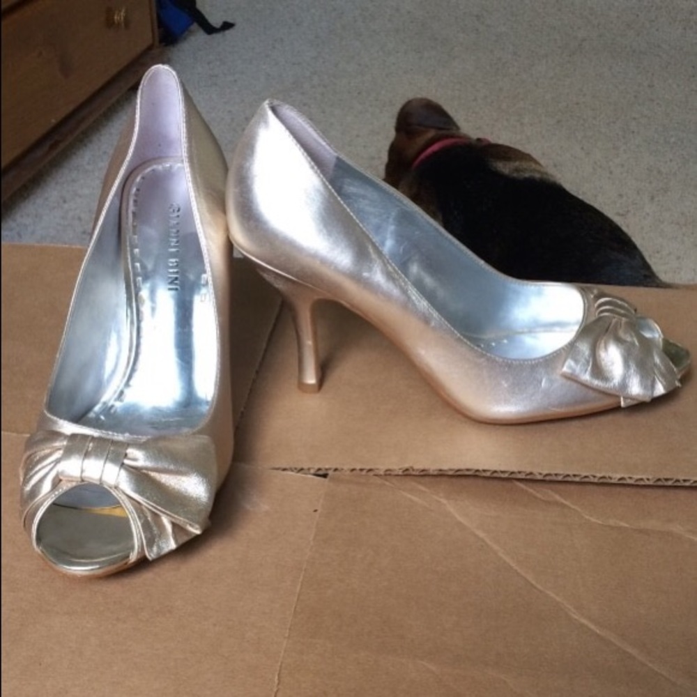 Gold Peep Toed Heels